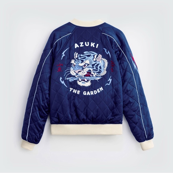 Azuki Twin Tigers silk + reversible UNISEX sukajan jacket (M) NWT - Picture 2 of 11